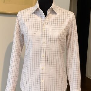 Club Monaco Light Beige Grid Button Down Shirt